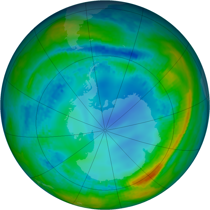 Antarctic ozone map for 04 August 2004